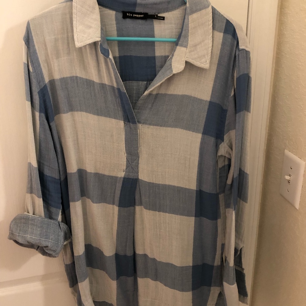 Blue flannel tunic